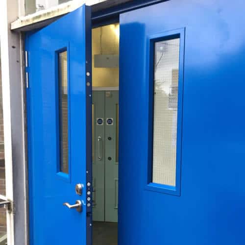 steel security door with multipoint locking system