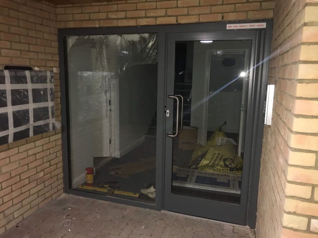 entrance door with glass side panel