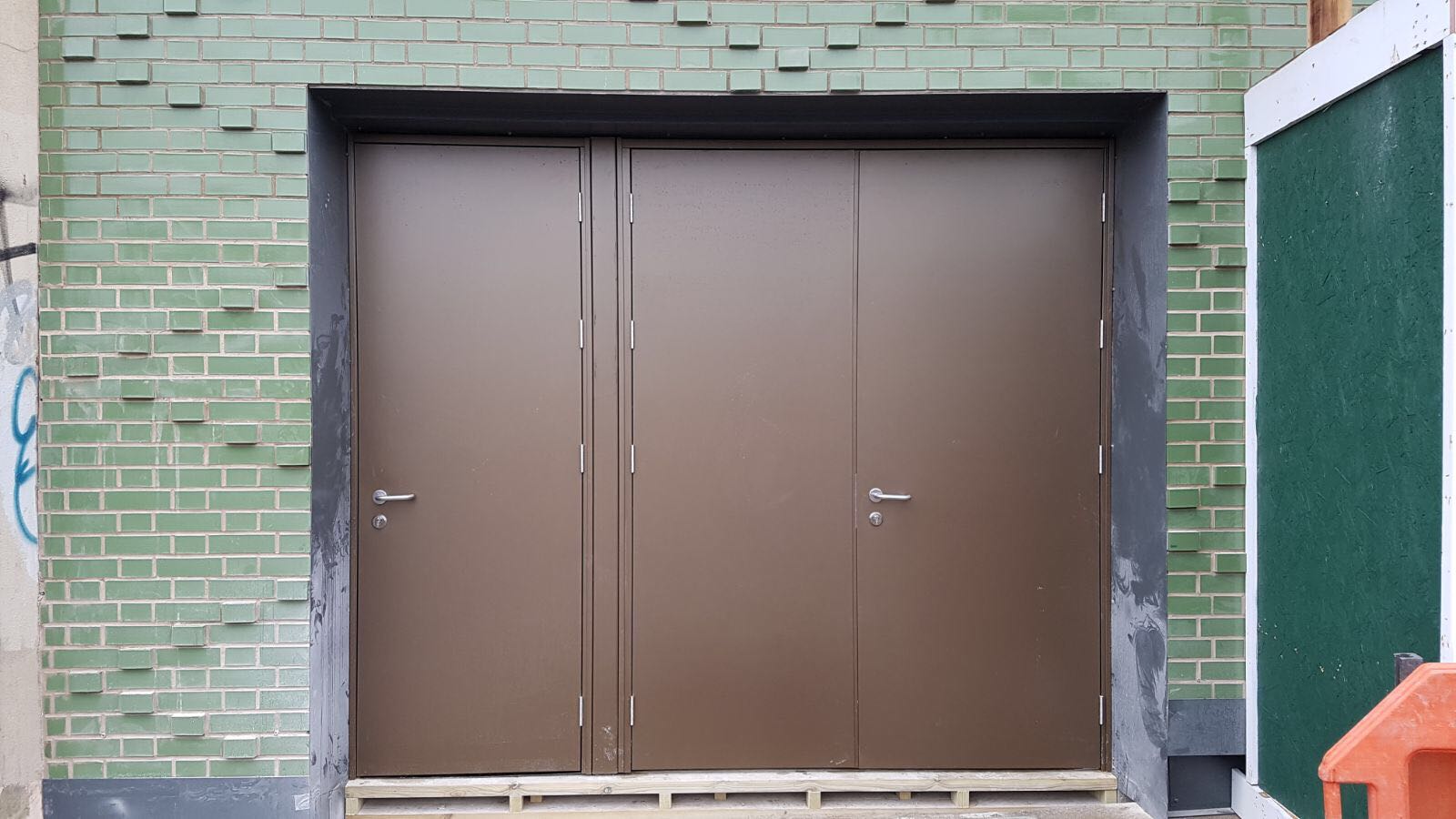 steel panelled cycle store doors