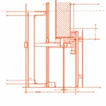 Orange door frame wall section