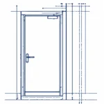 Steel pedestrian door line drawing